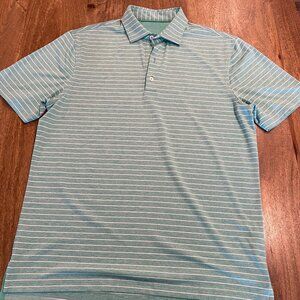 Johnnie-O Performance Polo | M | Green & White Stripes
